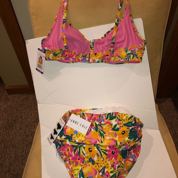 Anne Cole swim suit 2 pc sunshine floral XXL bathing suit top and XL Bottoms NWT - Picture 3 of 15